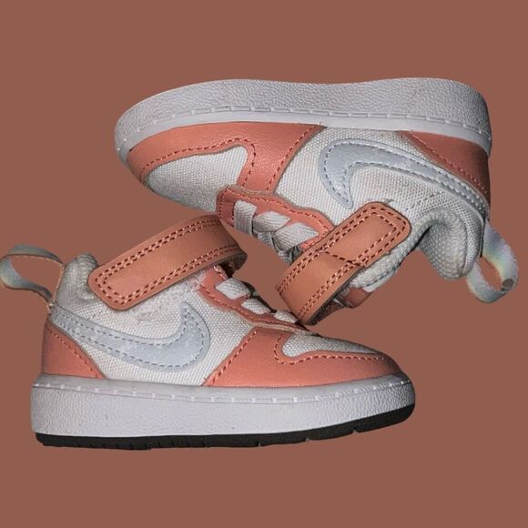 2021 NWOB Baby Nike Court Borough Low Recraft "White/Peach Foam" Sneaker Size 2 - Picture 6 of 7